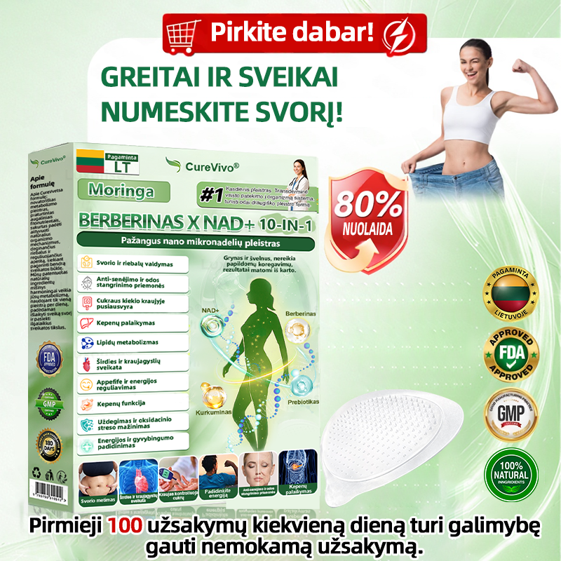 🍄Curevivo® Official | 🍄1️⃣ Revoliuciniai 10-in-1 Nano pleistrai su Moringa ir Berberinu 🇺🇸 Matomi rezultatai per 7 dienas! ✅ Efektyvus sprendimas: svorio kontrolė, odos stangrinimas ir bendra sveikata👗