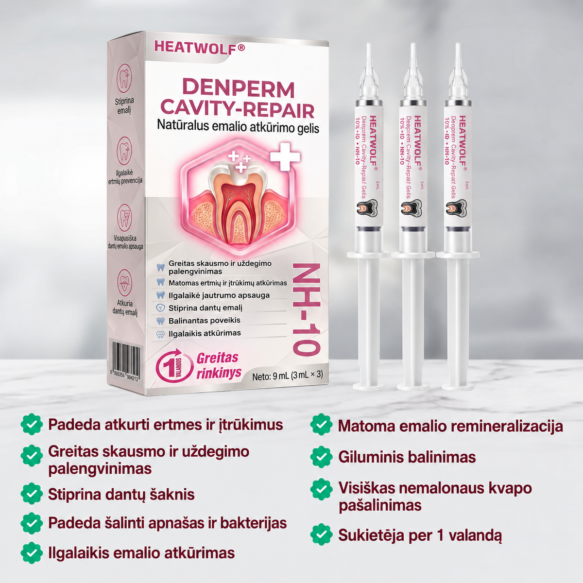 HEATWOLF® DenPerm Karieso gydymo natūralios dantų emalės užpildymo gelis🎉