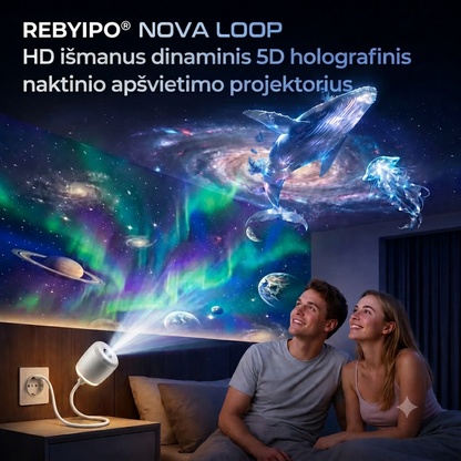 REBYIPO® IŠMANIOJI PROJEKCIJA NAUJOSIOS KARTOS HD Išmanusis Dinaminis 5D Holografinis naktinis projektorius-7175