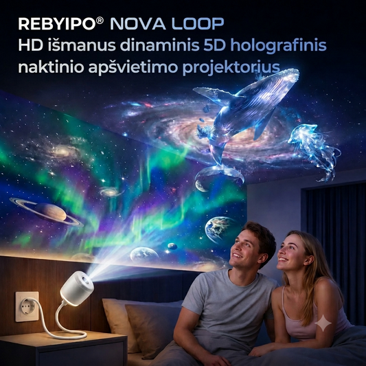 REBYIPO® IŠMANIOJI PROJEKCIJA NAUJOSIOS KARTOS HD Išmanusis Dinaminis 5D Holografinis naktinis projektorius-7171