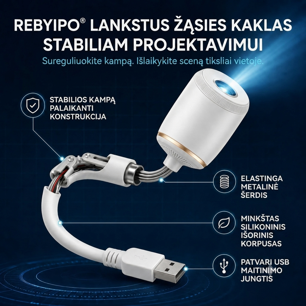 REBYIPO® IŠMANIOJI PROJEKCIJA NAUJOSIOS KARTOS HD Išmanusis Dinaminis 5D Holografinis naktinis projektorius-7175
